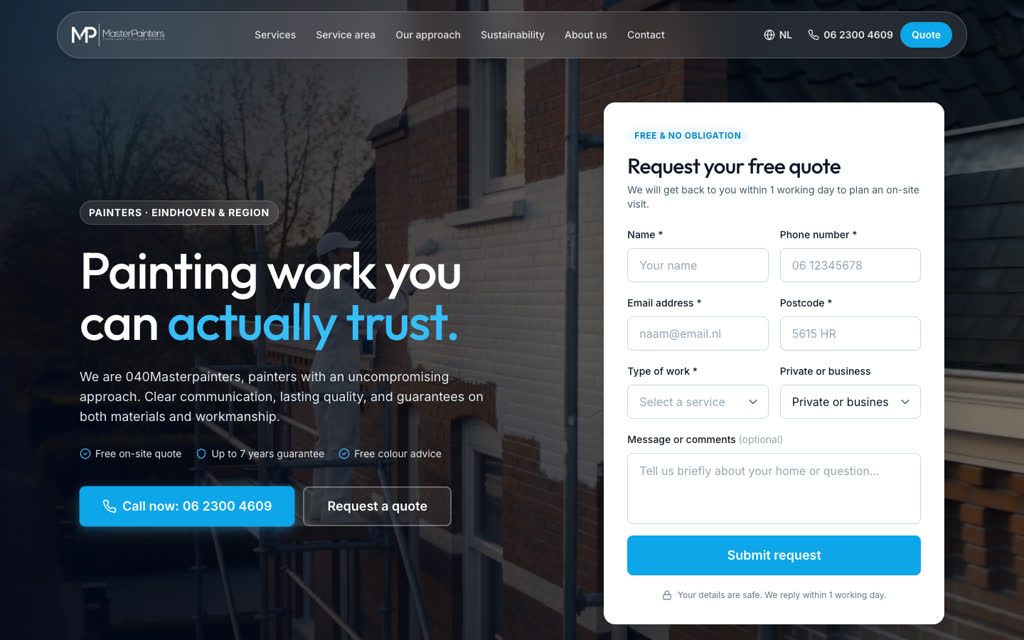 040 Masterpainters — website by Meetflows