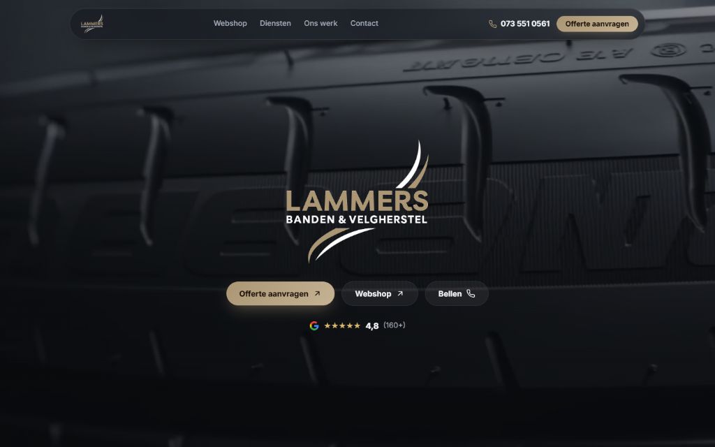 Website van Lammers Banden & Velgen, gemaakt door Meetflows