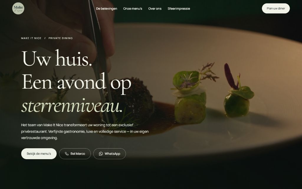 Website van Make it nice, gemaakt door Meetflows