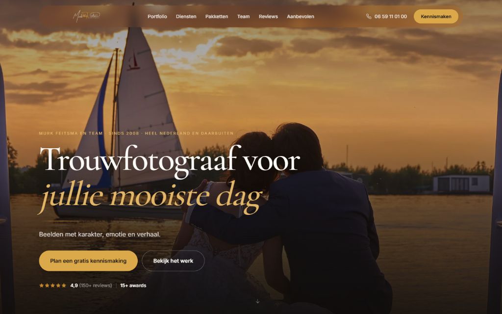 Website van Trouwfotografie.nl, gemaakt door Meetflows