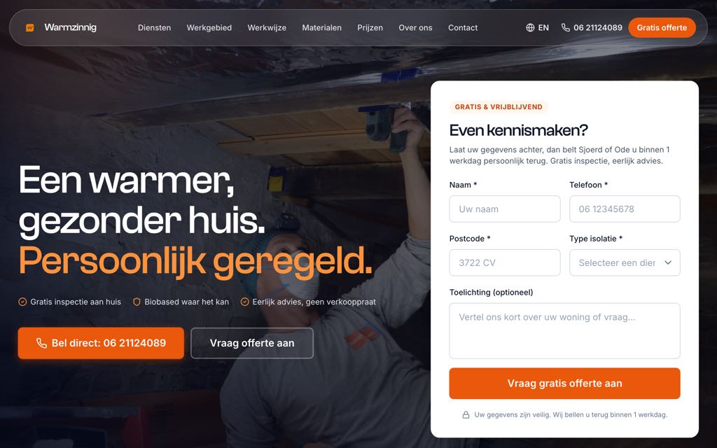 Warmzinnig — website by Meetflows